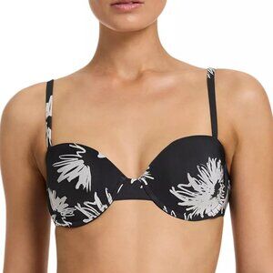 130$ JETS Underwire Balconette Floral Bikini Top Size 10 US / 14 AUS Black
